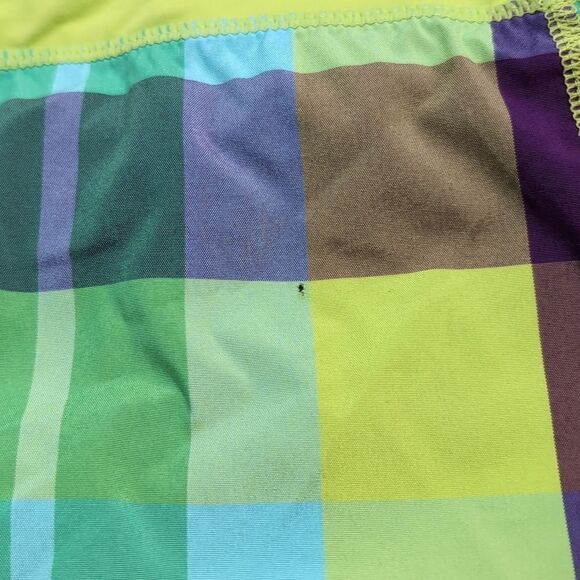 Lululemon Plaid Speed Shorts Lime Power Purple Plaid Sz 6 - Picture 4 of 9